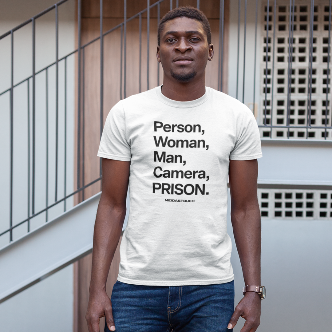 Person, Woman, Man, Camera, Prison Tee